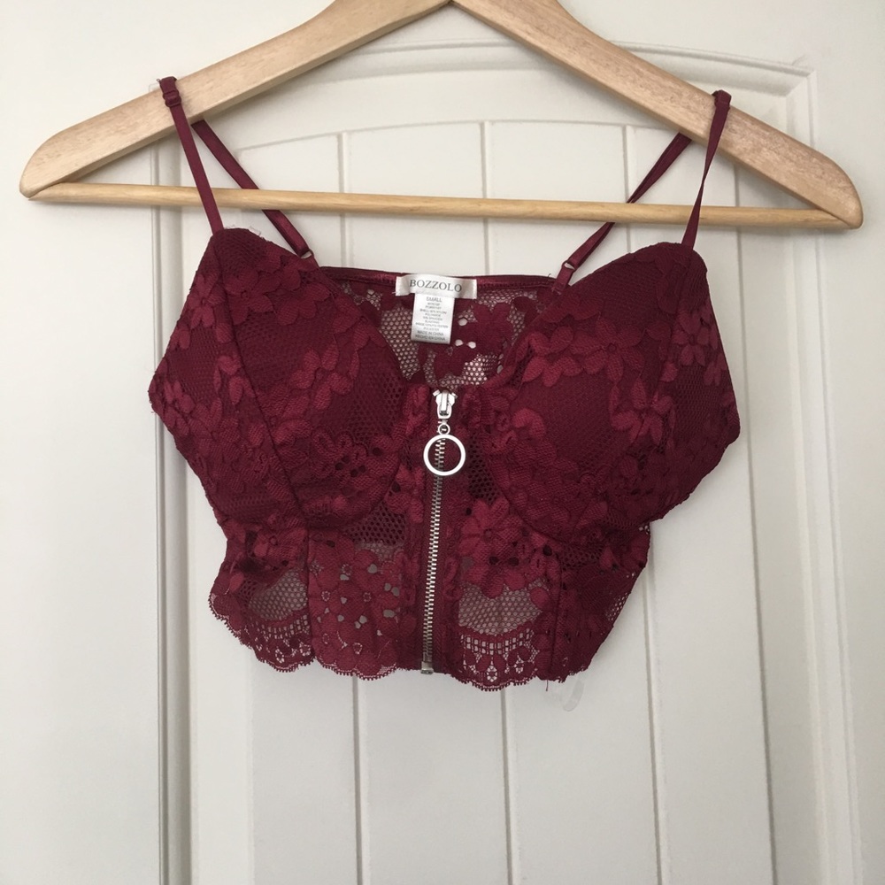 Wine Lace Crop